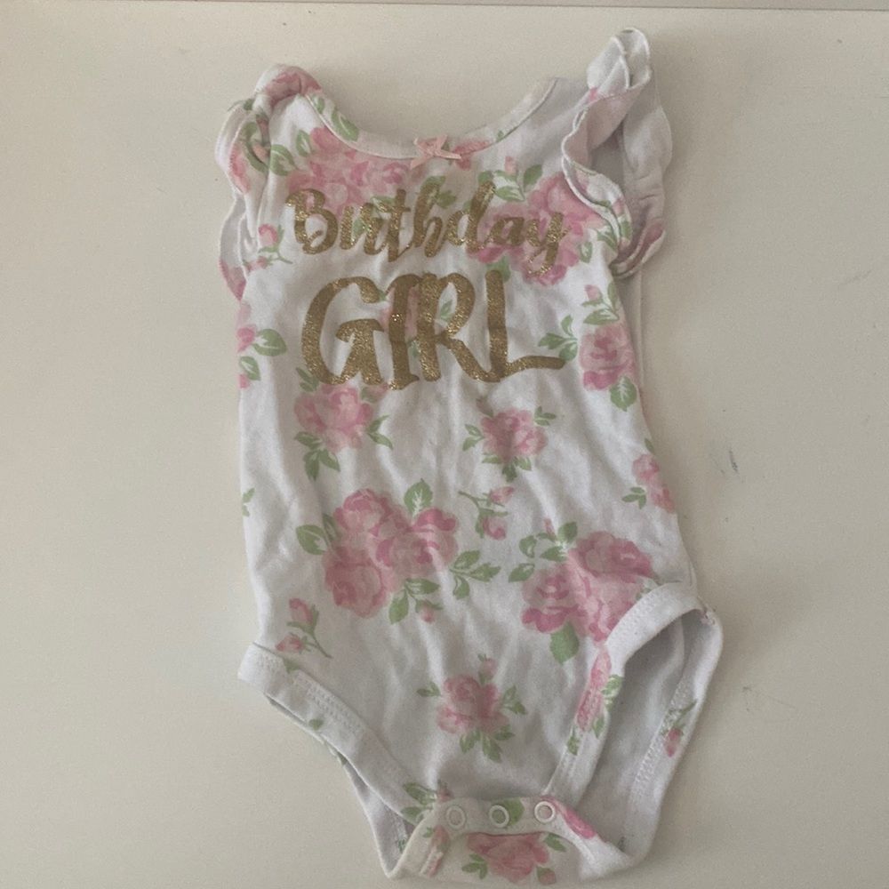 🌵Bundle to save 3/$10🌵Baby Girl Button Snap Bodysuit 18 Month ‘Birthday Girl’